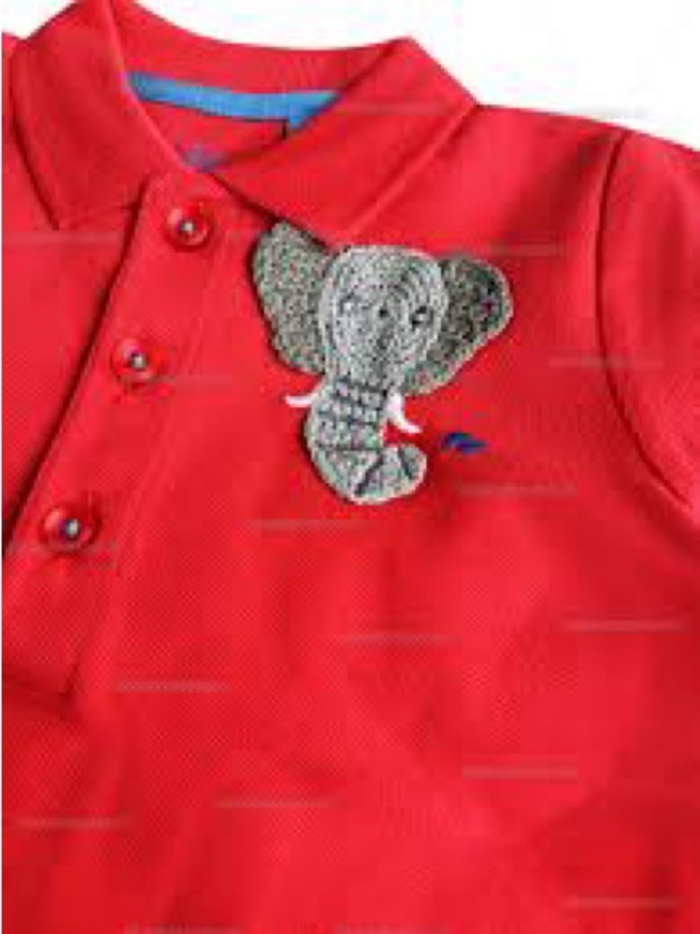 Baby Boden Red Polo Shirt with Gray Embroidered Elephant. Size 18-24 months